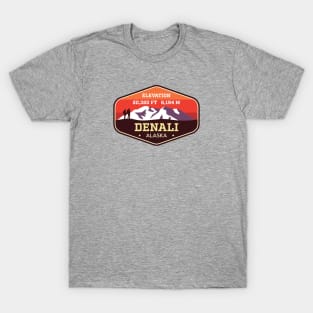 Denali - Alaska - Highest Peak in North America - Hiking Badge T-Shirt